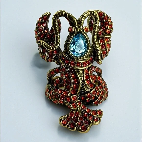 Authentic Heidi Daus “Lobster Tales” Crystal Lobster Ring – Size 8 Swarovski EUC - Picture 3 of 17